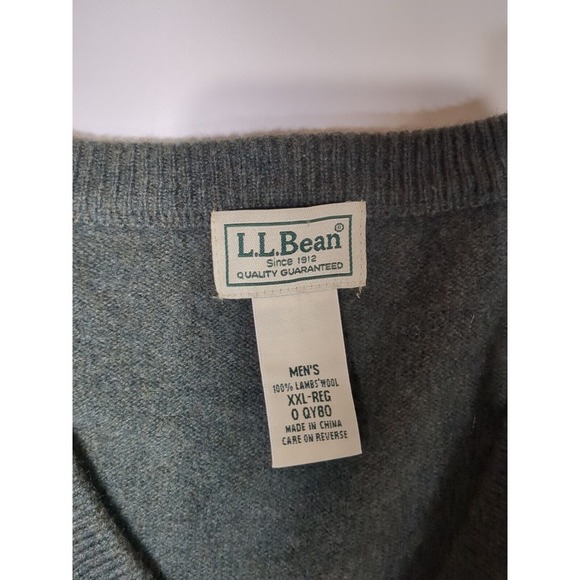 LL Bean 100% Lambs Wool XXL Green Sweater Vest Hunting‎ Warm - Picture 2 of 5